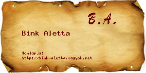 Bink Aletta névjegykártya